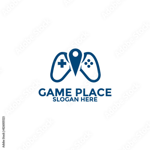 Game Center logo design, game controller and location signs logo icon, game logo design template