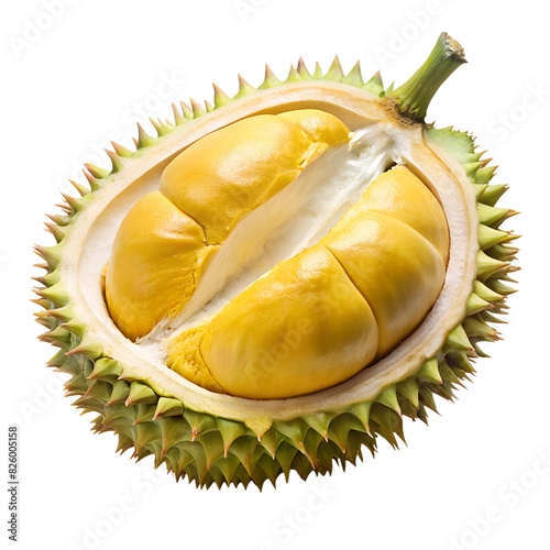 half of the durian isolated on background