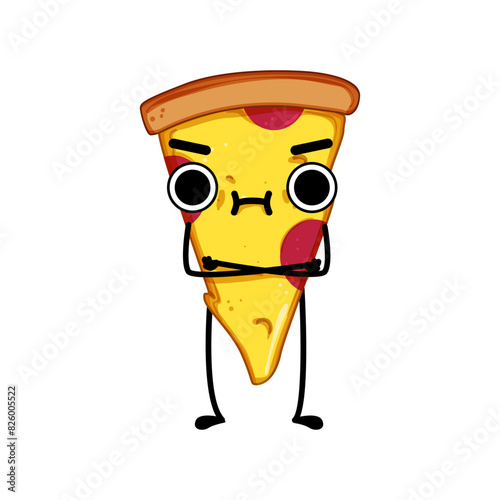 happy pizza slice character cartoon. funny food, face cheese, beer adorable happy pizza slice character sign. isolated symbol vector illustration