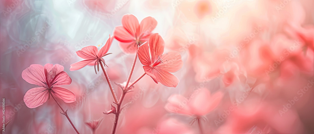 Naklejka premium Dreamy Pink Flowers on Ethereal Background