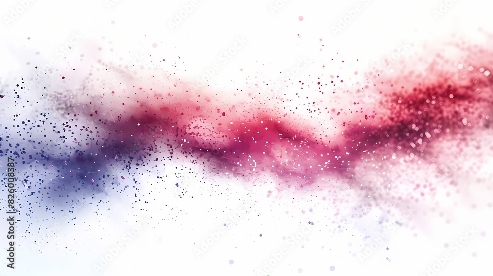 A trail of particles in an abstract background, with a vignette effect and a cozy atmosphere, isolated on solid white background