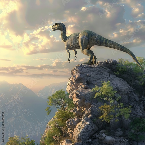  Dinosaur On Top Of Mountain Rock