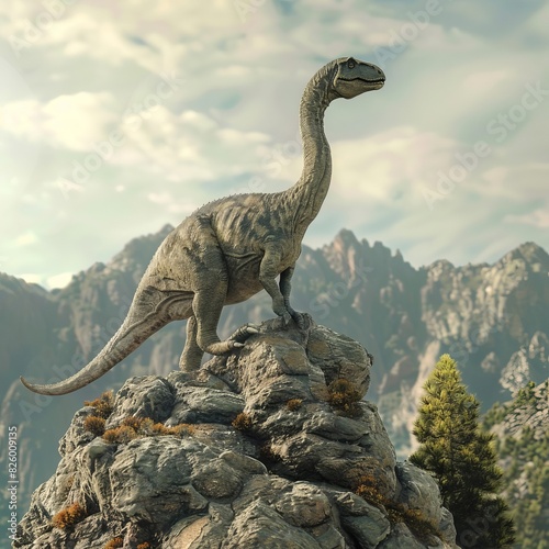  Dinosaur On Top Of Mountain Rock