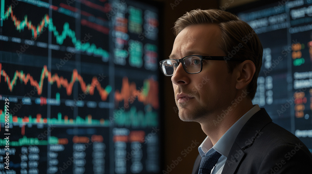 intersection of technology and finance in this documentary, featuring illuminated bar graphs and detailed trading charts as the backdrop intersection of technology and finance in this documentary, featuring illuminated bar graphs and detailed trading charts as the backdrop