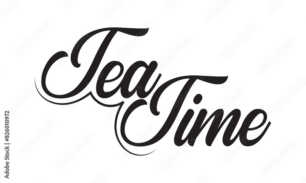 Tea time black lettering text on white textured background with turquoise stains, Tea calligraphy for logo, menu, cafe, invitation and postcards. Tea time vector design. vector illustration. EPS 10 Tea time black lettering text on white textured background with turquoise stains, Tea calligraphy for logo, menu, cafe, invitation and postcards. Tea time vector design. vector illustration. EPS 10