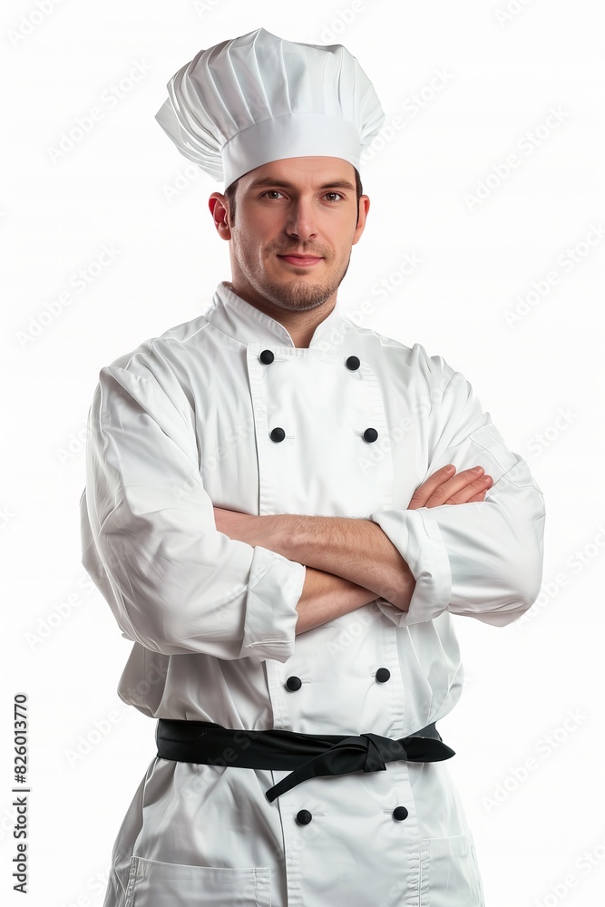 Chef restaurant man with a beard isolated on white Chef restaurant man with a beard isolated on white