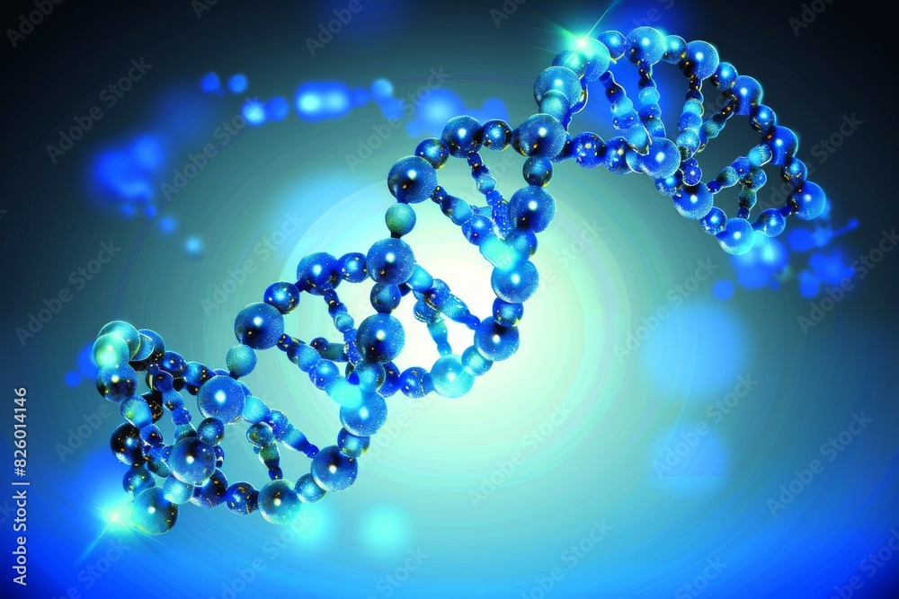 Vibrant blue and green DNA strand, glowing, dynamic biotechnology illustration, abstract genetic design, scientific visualization, luminous molecular structure, digital rendering Vibrant blue and green DNA strand, glowing, dynamic biotechnology illustration, abstract genetic design, scientific visualization, luminous molecular structure, digital rendering