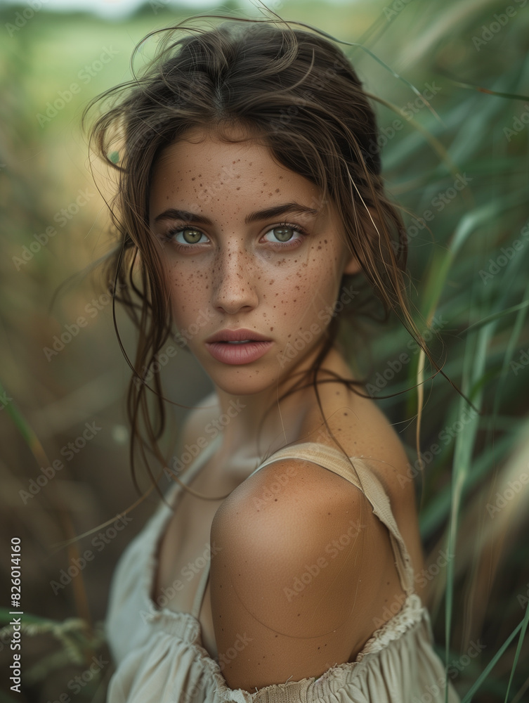 A close-up photograph capturing the intricate details of a person’s eye, surrounded by freckles and hair strands, highlighting the natural beauty A close-up photograph capturing the intricate details of a person’s eye, surrounded by freckles and hair strands, highlighting the natural beauty
