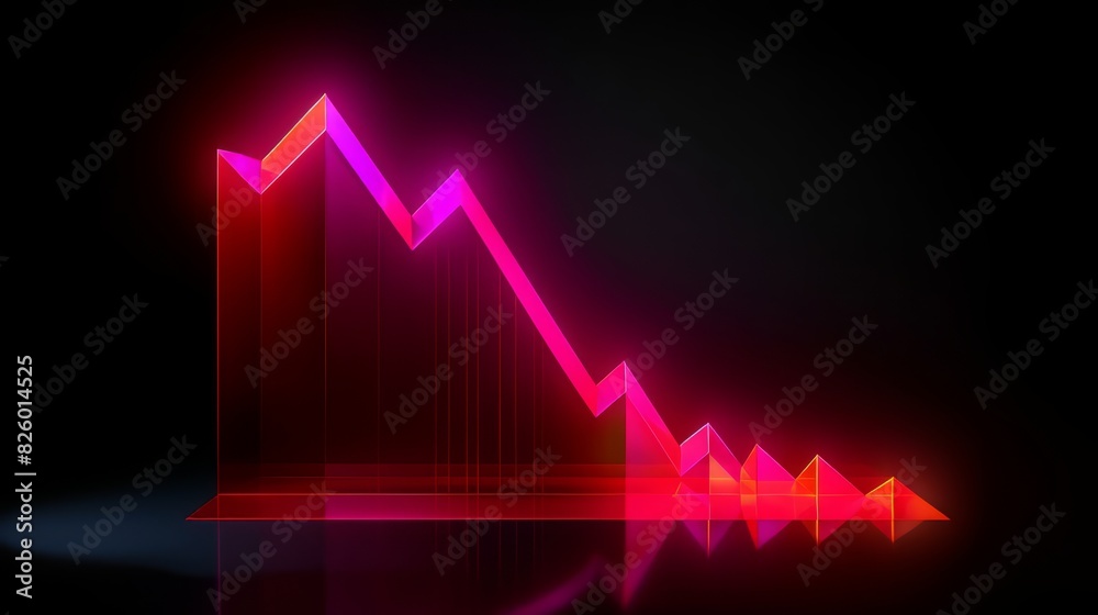 In a black backdrop, a red graph is visibly descending In a black backdrop, a red graph is visibly descending