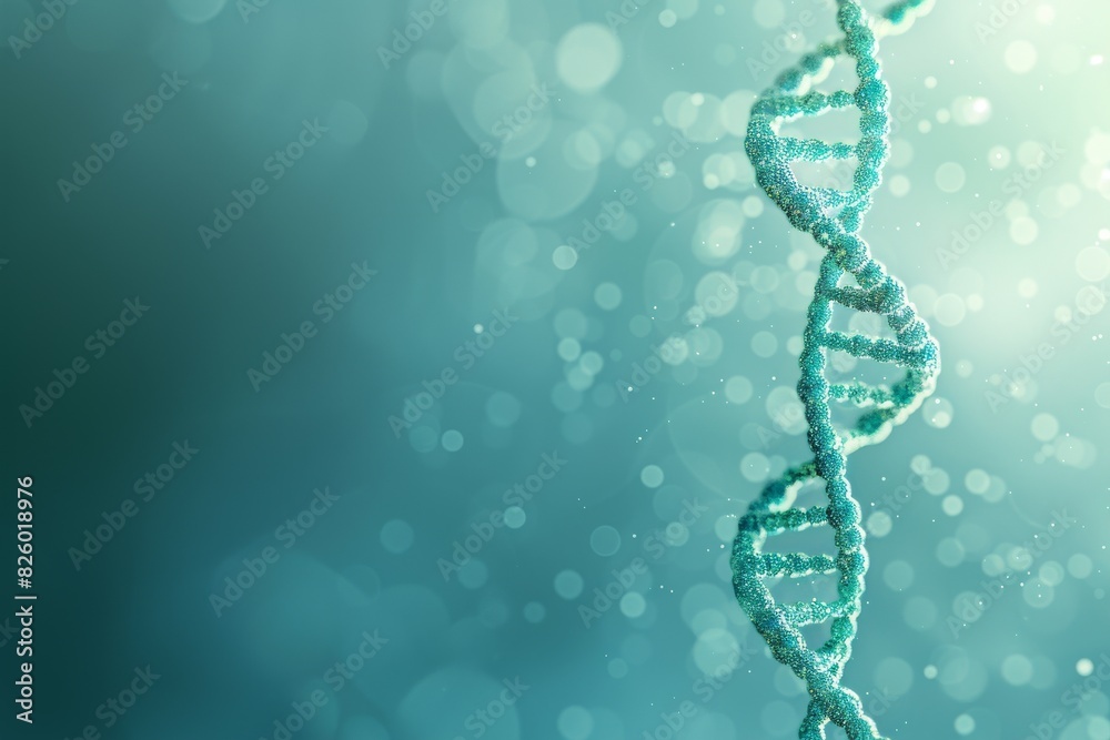 Ethereal aqua DNA strands in a misty blue backdrop, symbolizing the mysterious nature of genetic coding and its applications in medicine Ethereal aqua DNA strands in a misty blue backdrop, symbolizing the mysterious nature of genetic coding and its applications in medicine