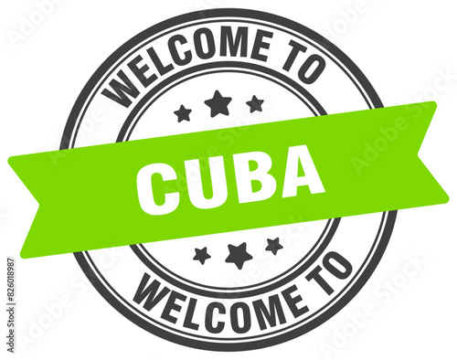 Welcome to Cuba stamp. Cuba round sign
