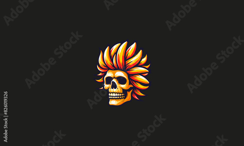 head skull hair banana vector illustration logo design