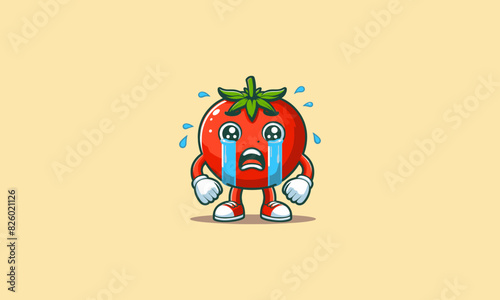character tomato cry vector illustration mascot design