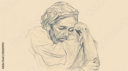 Biblical Illustration of Prayer, Emphasizing Jesus's Comforting Presence