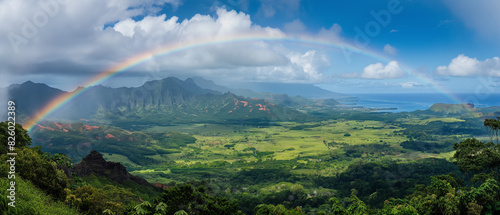 Vibrant Rainbow Arcing Over a Lush Landscape