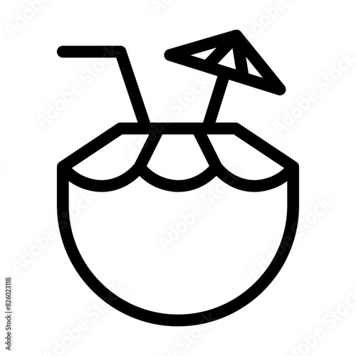 coconut tropical drink icon in line. Vector illustration