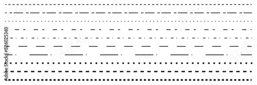 set of dash lines. dotted line for illustrator