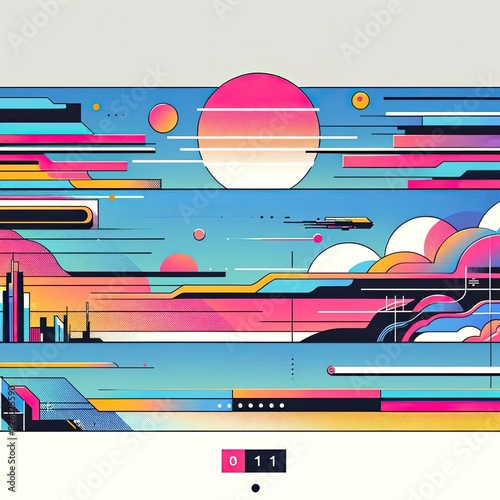 Colorful futuristic anime inspired abstract scene photo