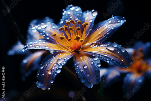 there are many water droplets on the petals of a flower