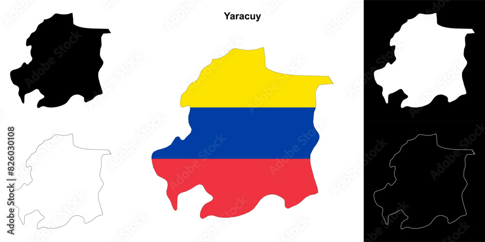 Fototapeta premium Yaracuy state outline map set