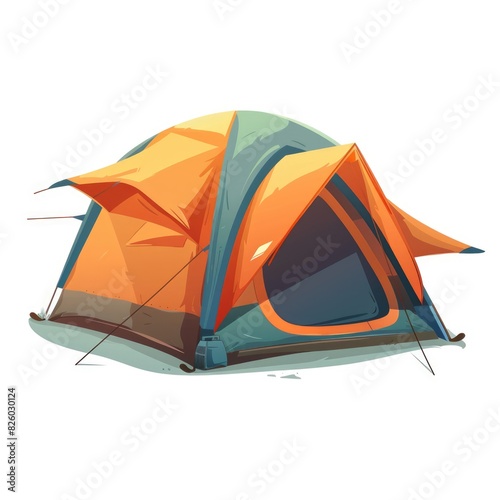A Lightweight Insulated Dome Tent with Tear-Resistant Fabric  Capable of Withstanding Strong Winds and Harsh Weather Conditions  Cartoon Vector Illustration  Isolated on White Background 