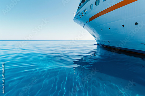Luxury cruise liner on the open sea photo