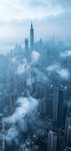 A city shrouded in mist.