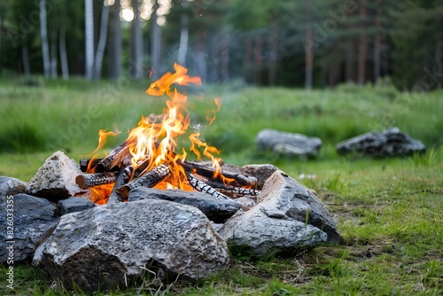Cozy Forest Campfire at Dusk Wilderness Adventure