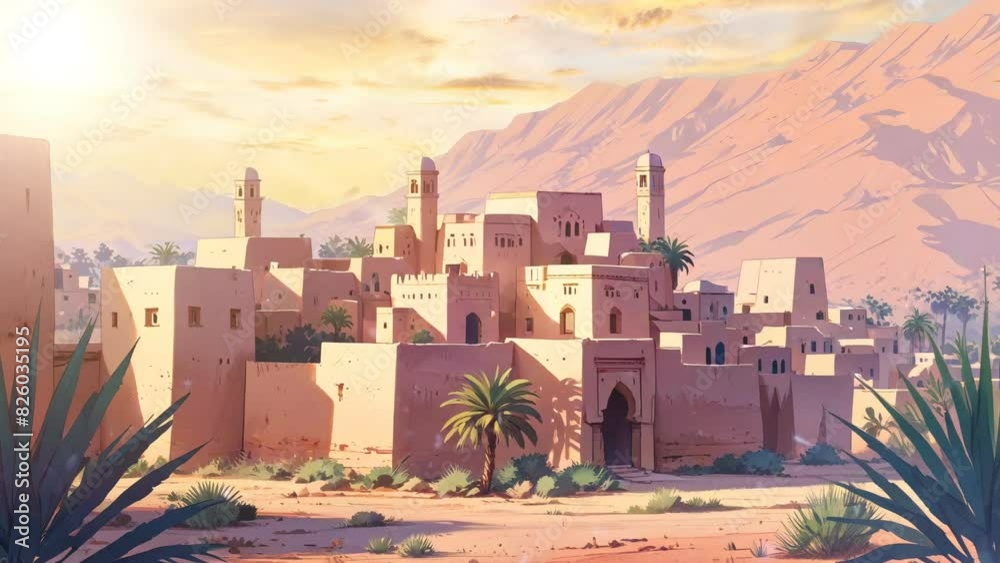 sunset in the old arabic city 4k looping video