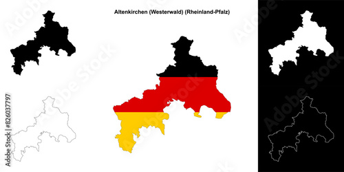 Altenkirchen (Westerwald) (Rheinland-Pfalz) blank outline map set