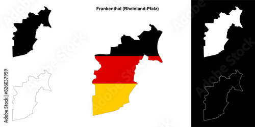 Frankenthal (Rheinland-Pfalz) blank outline map set photo