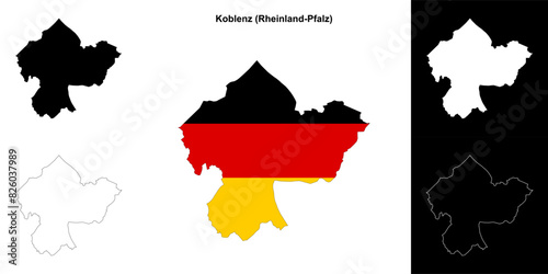 Koblenz (Rheinland-Pfalz) blank outline map set