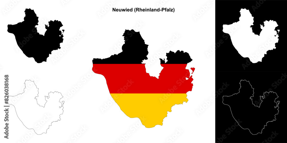 Neuwied (Rheinland-Pfalz) blank outline map set