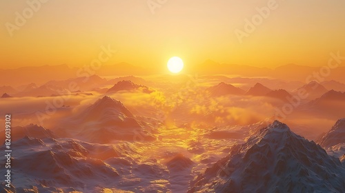 Natural beauty of a sunset over a mountainous landscape with a clear sky