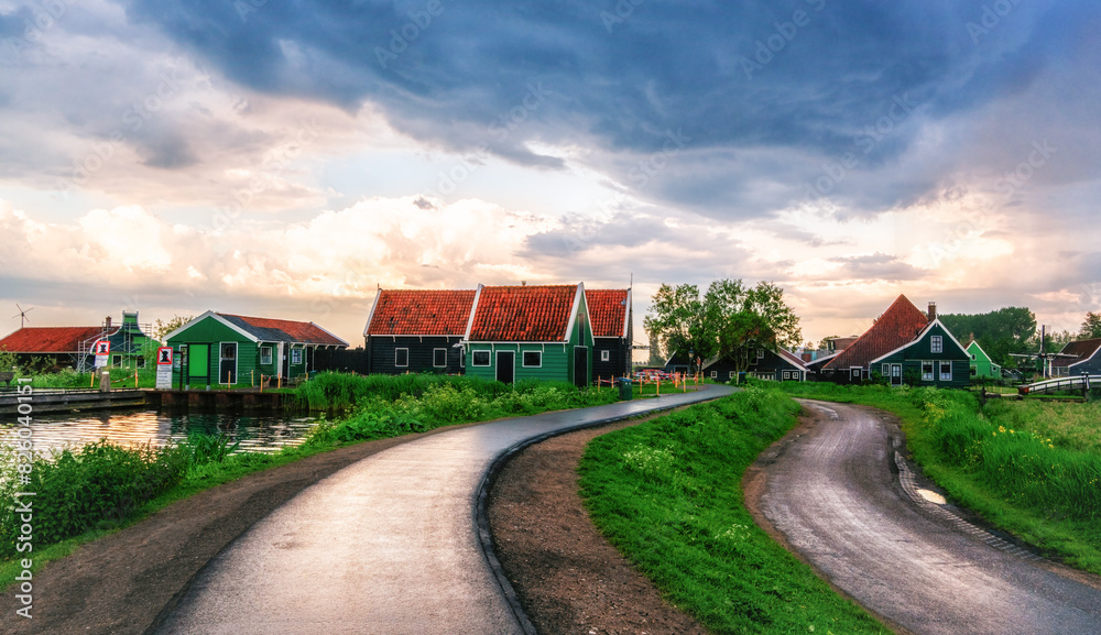 Historic farm houses in the holland village of Zaanse Schans Historic farm houses in the holland village of Zaanse Schans