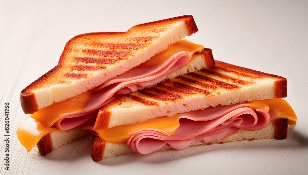 grilled ham and cheese sandwich on a white background grilled ham and cheese sandwich on a white background