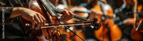 Close-Up of a Violinist Playing in a Symphony Orchestra