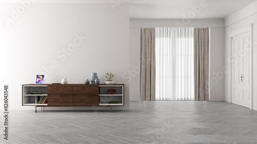 Large luxury modern bright interiors Living room mockup illustration 3D rendering image
