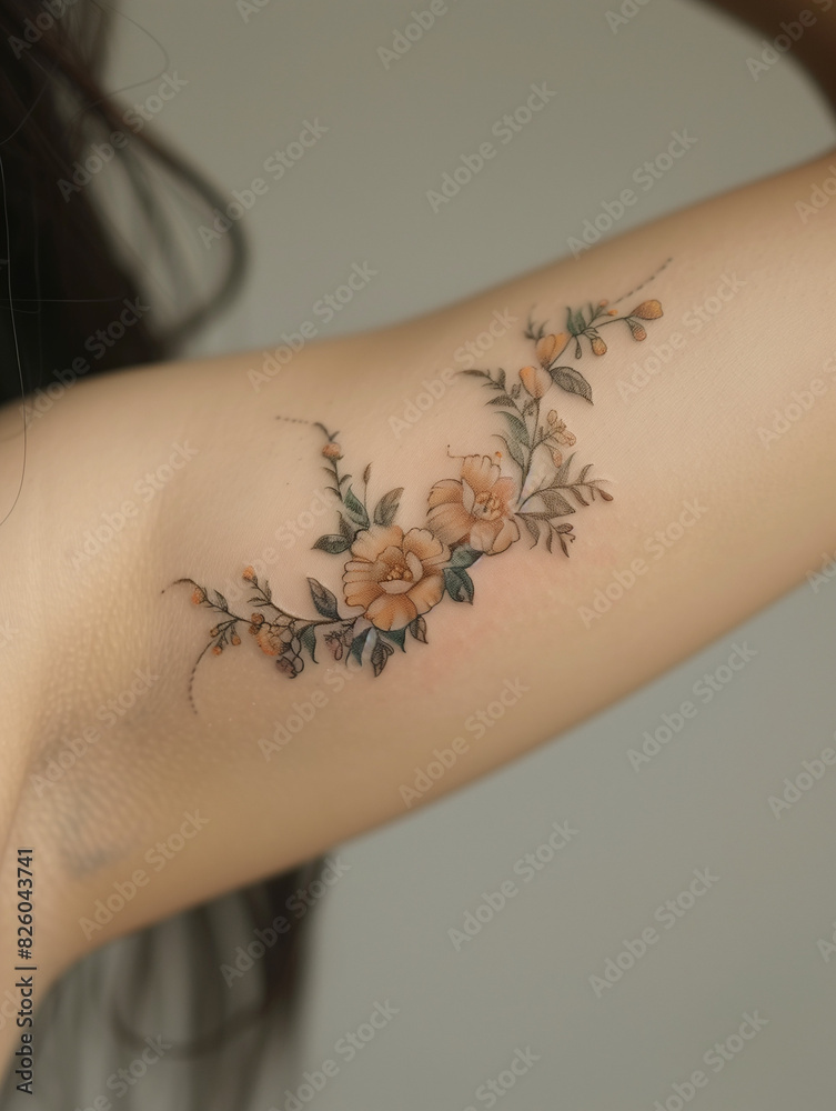 Obraz premium armpit tattoo of flowers