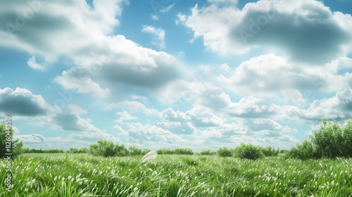 there is a field of grass with a sky background