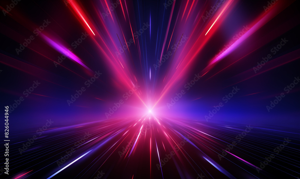 a close up of a red and blue light streaks on a black background