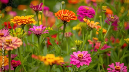 Capture a field of zinnias bursting with color  © Chhayny