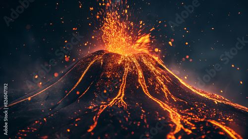 araffe with orange and yellow lava spewing out of it photo