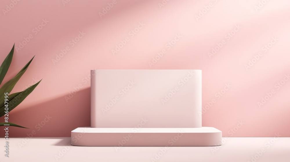Soft pink minimalist abstract product podium display Soft pink minimalist abstract product podium display