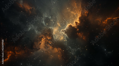 arafed image of a star filled sky with a bright orange cloud photo