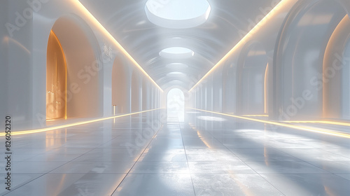 there is a long hallway with a light at the end