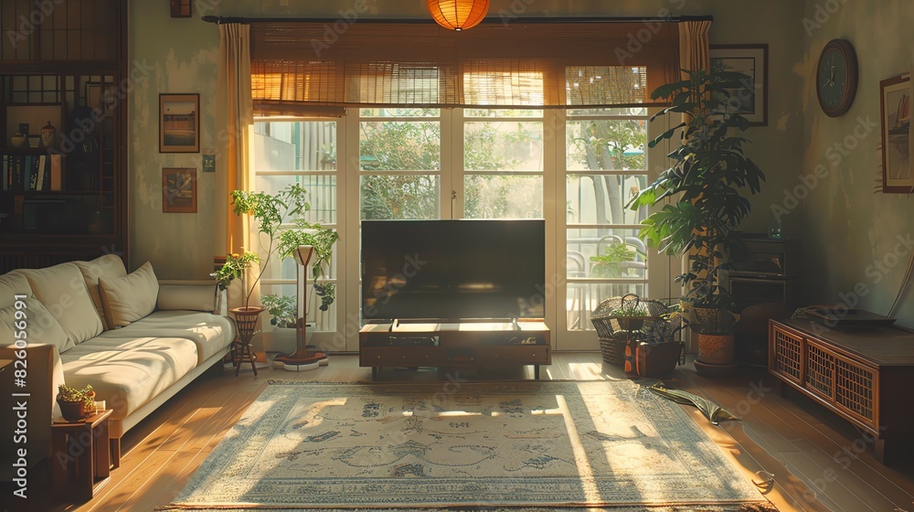 Fototapeta premium 2305 25 SOUTHWESTERN, Living room, Soft Lighting, beautiful composition, Indoor Context, Asia, Leading lines, centered in frame, natural light, photography