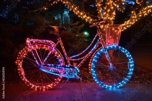 Bike Bedecked in Lights