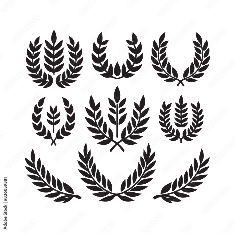 Fototapeta premium Minimal laurel sign illustration icon logo