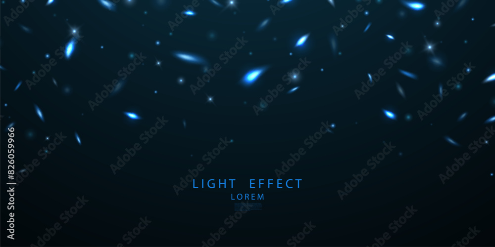 Obraz premium Blue sparkling light effect background. Vector illustration.